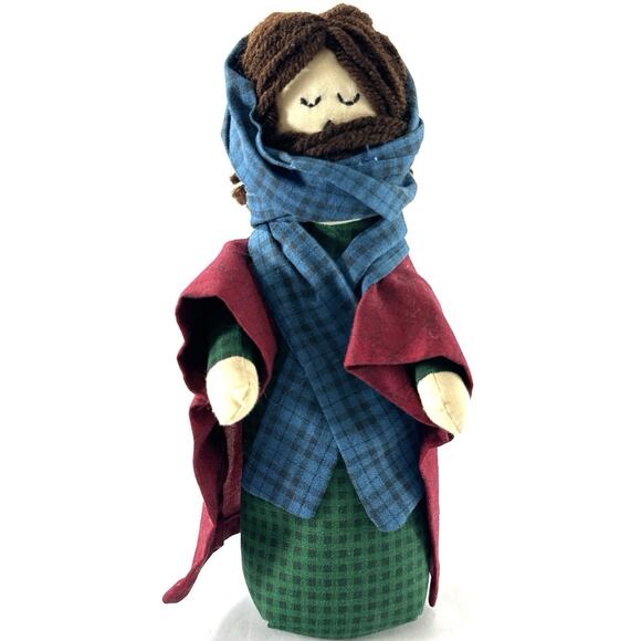 Handmade Fabric Nativity Figures Mary Joseph Baby Jesus Primitive 9” Christmas - Picture 4 of 6